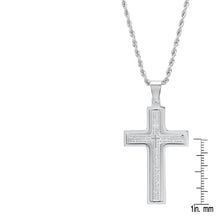将图片加载到图库查看器，Men Stainless Steel Our Father English Prayer Rotating Cross Pendant
