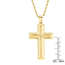 将图片加载到图库查看器，Men Stainless Steel Our Father English Prayer Rotating Cross Pendant

