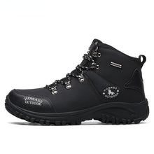 Load image into Gallery viewer, Men Waterproof Hiking Shoes Breathable Tactical Combat Boots New Outdoor Climbing Shoes Winter Snow Boots Warm Fur Lined Non Slip Leather Hiking Walking Shoes For Mens
