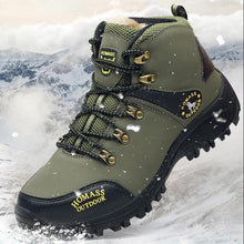 Load image into Gallery viewer, Men Waterproof Hiking Shoes Breathable Tactical Combat Boots New Outdoor Climbing Shoes Winter Snow Boots Warm Fur Lined Non Slip Leather Hiking Walking Shoes For Mens
