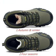 Load image into Gallery viewer, Men Waterproof Hiking Shoes Breathable Tactical Combat Boots New Outdoor Climbing Shoes Winter Snow Boots Warm Fur Lined Non Slip Leather Hiking Walking Shoes For Mens
