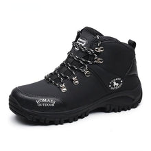 Load image into Gallery viewer, Men Waterproof Hiking Shoes Breathable Tactical Combat Boots New Outdoor Climbing Shoes Winter Snow Boots Warm Fur Lined Non Slip Leather Hiking Walking Shoes For Mens

