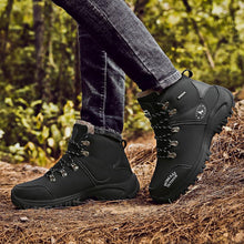 Load image into Gallery viewer, Men Waterproof Hiking Shoes Breathable Tactical Combat Boots New Outdoor Climbing Shoes Winter Snow Boots Warm Fur Lined Non Slip Leather Hiking Walking Shoes For Mens
