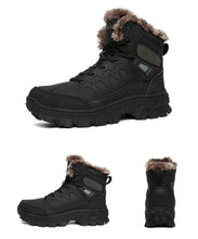 将图片加载到图库查看器，Men Winter Snow Boots Waterproof Leather Outdoor Hiqh Quality Boots Training Boots Non-Slip Warm Waterproof Mid Calf Shoes Outdoor Hiking Climbing Full Fur Lined Design
