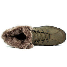 将图片加载到图库查看器，Men Winter Snow Boots Waterproof Leather Outdoor Hiqh Quality Boots Training Boots Non-Slip Warm Waterproof Mid Calf Shoes Outdoor Hiking Climbing Full Fur Lined Design
