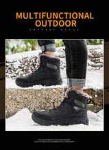 将图片加载到图库查看器，Men Winter Snow Boots Waterproof Leather Outdoor Hiqh Quality Boots Training Boots Non-Slip Warm Waterproof Mid Calf Shoes Outdoor Hiking Climbing Full Fur Lined Design
