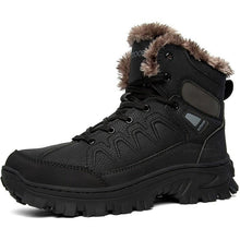 将图片加载到图库查看器，Men Winter Snow Boots Waterproof Leather Outdoor Hiqh Quality Boots Training Boots Non-Slip Warm Waterproof Mid Calf Shoes Outdoor Hiking Climbing Full Fur Lined Design
