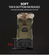 将图片加载到图库查看器，Men Winter Snow Boots Waterproof Leather Outdoor Hiqh Quality Boots Training Boots Non-Slip Warm Waterproof Mid Calf Shoes Outdoor Hiking Climbing Full Fur Lined Design
