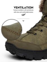 将图片加载到图库查看器，Men Winter Snow Boots Waterproof Leather Outdoor Hiqh Quality Boots Training Boots Non-Slip Warm Waterproof Mid Calf Shoes Outdoor Hiking Climbing Full Fur Lined Design
