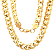 Load image into Gallery viewer, Men's 18k Gold Plated Stainless Steel Cuban Link Chain Bracelet/Necklace Set
