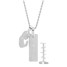 Load image into Gallery viewer, Men's 18K Gold Plated Stainless Steel Dog Tag Our Father English Prayer and Hail Mary Pendant
