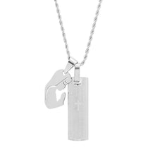 Load image into Gallery viewer, Men's 18K Gold Plated Stainless Steel Dog Tag Our Father English Prayer and Hail Mary Pendant
