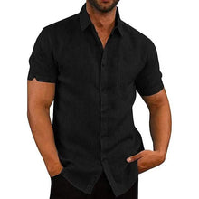 将图片加载到图库查看器，Mens Button Down Short Sleeve Linen Shirts
