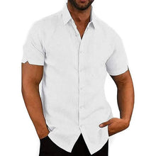 将图片加载到图库查看器，Mens Button Down Short Sleeve Linen Shirts
