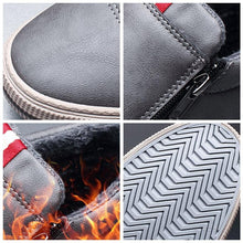 将图片加载到图库查看器，Mens Casual Winter Warm Ankle Boots Fashion Snow Boots Outdoor Footwear Black Sneakers Men's Leather Lined Warm Anti-slip Outdoor Work Shoes
