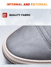 将图片加载到图库查看器，Mens Casual Winter Warm Ankle Boots Fashion Snow Boots Outdoor Footwear Black Sneakers Men's Leather Lined Warm Anti-slip Outdoor Work Shoes

