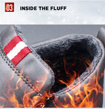 将图片加载到图库查看器，Mens Casual Winter Warm Ankle Boots Fashion Snow Boots Outdoor Footwear Black Sneakers Men's Leather Lined Warm Anti-slip Outdoor Work Shoes
