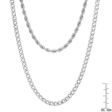 Load image into Gallery viewer, Men's Cuban and Rope Chain Double Row Necklace
