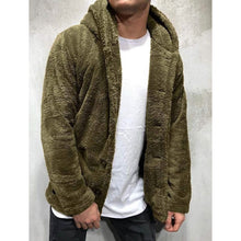Load image into Gallery viewer, Men's Fuzzy Sherpa Hooded Solid Coat
