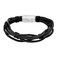Load image into Gallery viewer, Men's Genuine Multistrand Leather Bracelet by Steeltime
