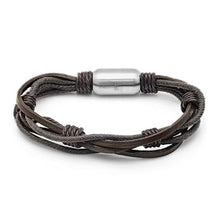 Load image into Gallery viewer, Men's Genuine Multistrand Leather Bracelet by Steeltime
