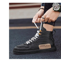 Load image into Gallery viewer, Mens Handmade Sneakers Leather Breathable Dress Shoes Luxury Shoes Casual Shoes Flat Footwear Classic Black White Men Fashion Walking Leather Mens Sneakers
