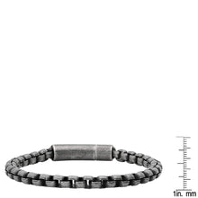 Load image into Gallery viewer, Men's Oxidized Stainless Steel Round Box Chain Bracelet
