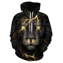 将图片加载到图库查看器，Men's Plus Size 3D Lion Animal Print Hoodie Sweatshirt
