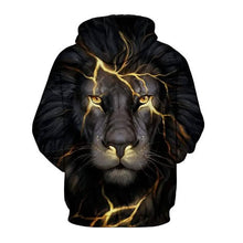 将图片加载到图库查看器，Men's Plus Size 3D Lion Animal Print Hoodie Sweatshirt
