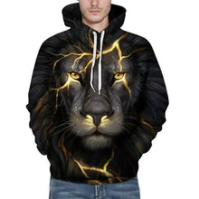 将图片加载到图库查看器，Men's Plus Size 3D Lion Animal Print Hoodie Sweatshirt
