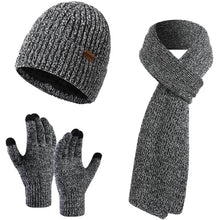 Load image into Gallery viewer, Men's Scaves and Beanie Hat Themal Gloves Set

