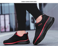 Load image into Gallery viewer, Mens Sport Running Sneakers Fashion Men Casual Shoes Breathable Shoes Walking Sneakers Men's Tennis Black Sneakers Trainers Mesh Flat Breathable Summer Walking Beach Mesh Design
