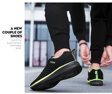 Load image into Gallery viewer, Mens Sport Running Sneakers Fashion Men Casual Shoes Breathable Shoes Walking Sneakers Men's Tennis Black Sneakers Trainers Mesh Flat Breathable Summer Walking Beach Mesh Design
