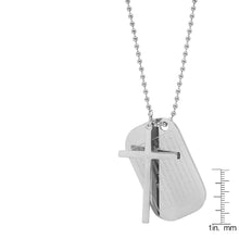 Load image into Gallery viewer, Men's Stainless Steel Cross and Our Father Prayer Dog Tag Pendants on Ball Chain
