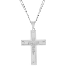 Load image into Gallery viewer, Men's Stainless Steel Crucifix Pendant with Studs
