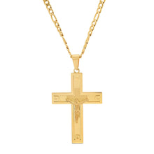 Load image into Gallery viewer, Men's Stainless Steel Crucifix Pendant with Studs
