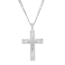 Load image into Gallery viewer, Men's Stainless Steel Crucifix Pendant with Studs
