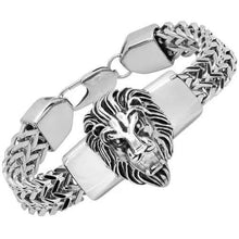 Load image into Gallery viewer, Men's Stainless Steel Lion Head Box Chain Bracelet
