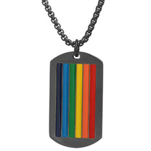 Load image into Gallery viewer, Men's Stainless Steel Rainbow Pride Dog Tag Pendant
