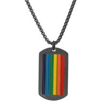 Load image into Gallery viewer, Men's Stainless Steel Rainbow Pride Dog Tag Pendant

