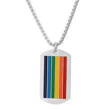 Load image into Gallery viewer, Men's Stainless Steel Rainbow Pride Dog Tag Pendant
