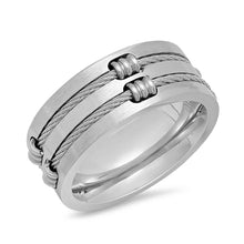 将图片加载到图库查看器，Men's Stainless Steel Wire Inlay Ring
