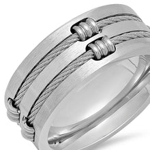 将图片加载到图库查看器，Men's Stainless Steel Wire Inlay Ring
