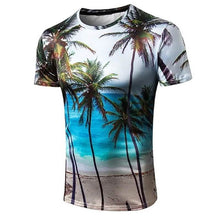 Load image into Gallery viewer, Men's T shirt Graphic Scenery Print Short Sleeve Daily Tops Blue
