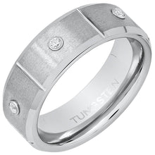 Load image into Gallery viewer, Men's Tungsten and Simulated Diamonds Band Ring
