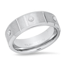 Load image into Gallery viewer, Men's Tungsten and Simulated Diamonds Band Ring

