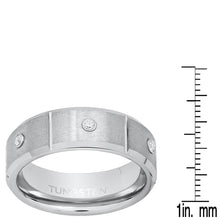 Load image into Gallery viewer, Men's Tungsten and Simulated Diamonds Band Ring
