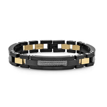 Load image into Gallery viewer, Men's Two Tone Black IP and Stainless Steel Link Bracelet
