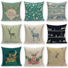 Load image into Gallery viewer, Merry Christmas Tree Cute Deer Happy Festival New Year Decorations Christmas Throw Pillow Covers Christmas Decorative Couch Pillow Cases Cotton Linen Pillow Square Cushion Cover For Home Bed
