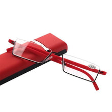 将图片加载到图库查看器，Metal Anti Blue Light Reading Glasses Men Half Frame Prescription Eyeglasses Male  Eyewear With Case For Men And Women Unisex Stylish Eyeglasses Glasses Clear Lens +1.75
